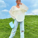 EZwear Jersey unicolor de hombros caidos