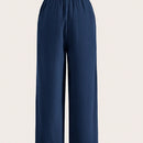 Pantalones sueltos de pierna ancha de color solido para mujer con dobladillo fluido, estilo casual