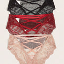 Lenceria De Encaje Con Panty Cruzado En Paquete De 3