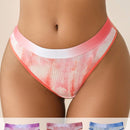 3 piezas Tanga de tie dye unido en contraste