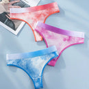 3 piezas Tanga de tie dye unido en contraste