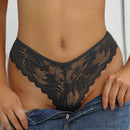 Tanga con encaje floral ribete en abanico