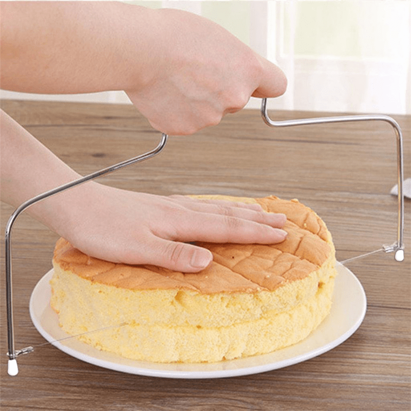 Rebanador de pasteles ajustable de acero inoxidable para rebanadas perfectamente y uniformes, Ideal para decorar y hornear pasteles de bricolaje, Opciones de línea simple/doble disponibles