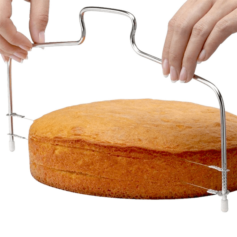 Rebanador de pasteles ajustable de acero inoxidable para rebanadas perfectamente y uniformes, Ideal para decorar y hornear pasteles de bricolaje, Opciones de línea simple/doble disponibles