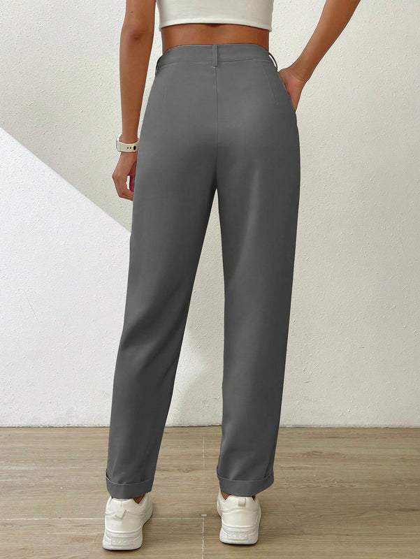 Essnce pantalones largos casuales y conicos de unicolor para ir al trabajo