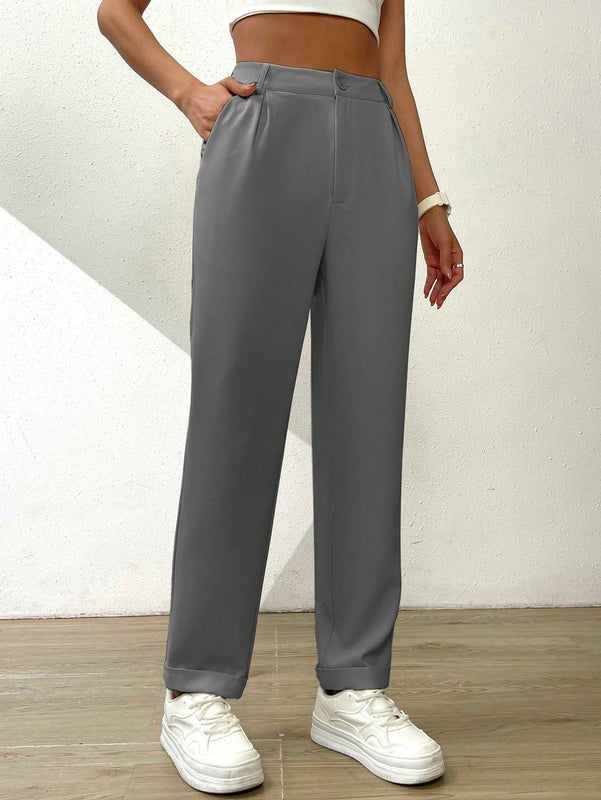 Essnce pantalones largos casuales y conicos de unicolor para ir al trabajo