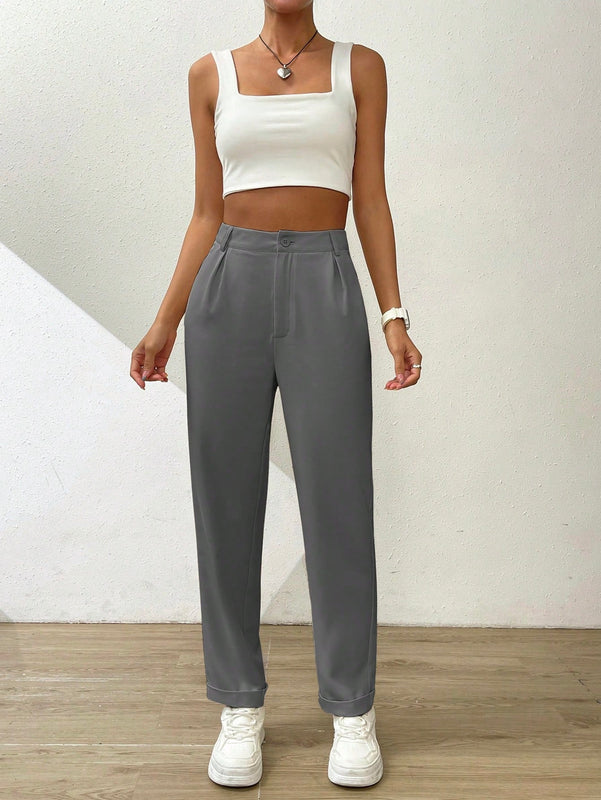 Essnce pantalones largos casuales y conicos de unicolor para ir al trabajo