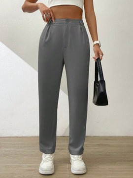 Essnce pantalones largos casuales y conicos de unicolor para ir al trabajo