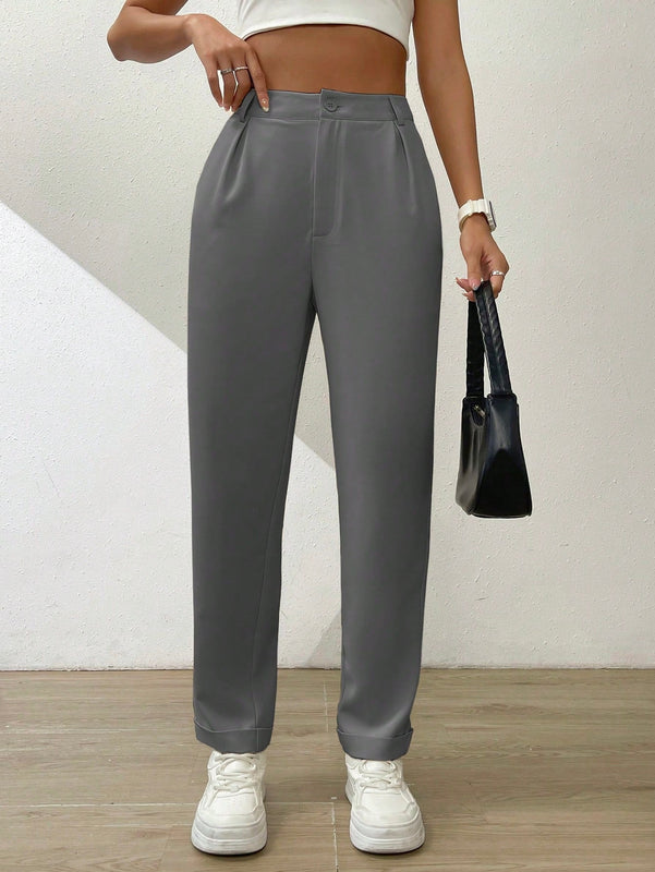 Essnce pantalones largos casuales y conicos de unicolor para ir al trabajo