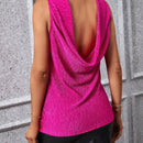 Prive Blusa con fruncido de espalda abierta de cuello alto