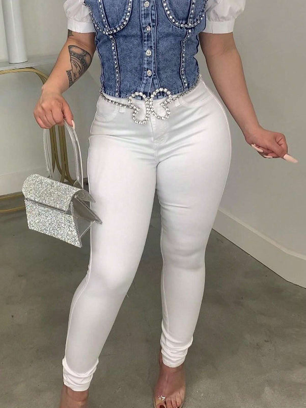 Jeans casuales ajustados solidos