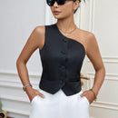 Prive Blusa de un hombro con boton delantero