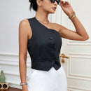 Prive Blusa de un hombro con boton delantero