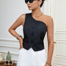 Prive Blusa de un hombro con boton delantero