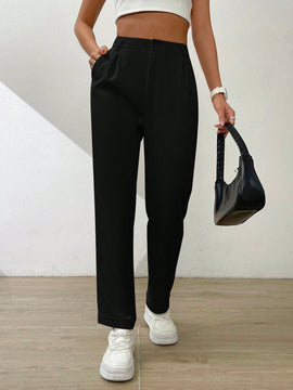 Essnce pantalones largos casuales y conicos de unicolor para ir al trabajo
