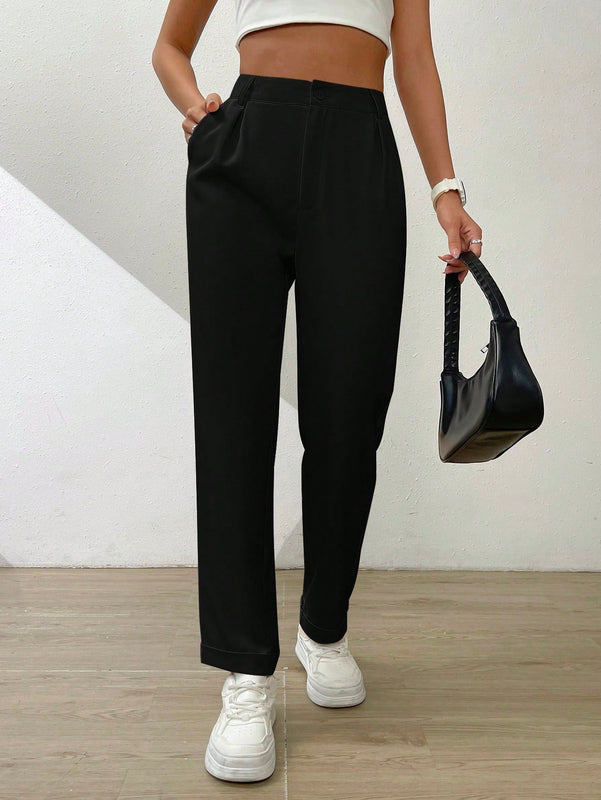 Essnce pantalones largos casuales y conicos de unicolor para ir al trabajo
