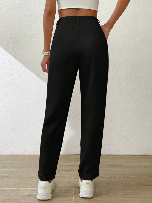 Essnce pantalones largos casuales y conicos de unicolor para ir al trabajo