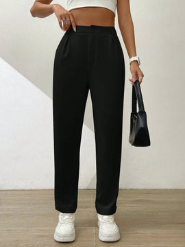Essnce pantalones largos casuales y conicos de unicolor para ir al trabajo