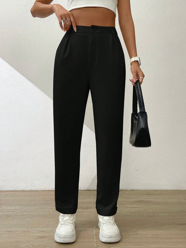 Essnce pantalones largos casuales y conicos de unicolor para ir al trabajo