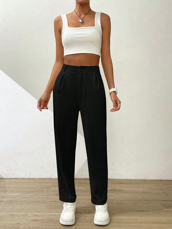 Essnce pantalones largos casuales y conicos de unicolor para ir al trabajo