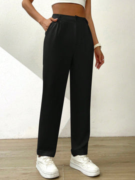 Essnce pantalones largos casuales y conicos de unicolor para ir al trabajo