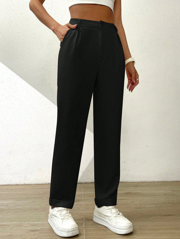 Essnce pantalones largos casuales y conicos de unicolor para ir al trabajo