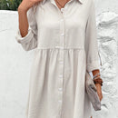 Frenchy Vestido smock de manga enrollada con boton con boton delantero