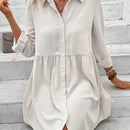 Frenchy Vestido smock de manga enrollada con boton con boton delantero