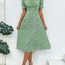 VCAY Vestido con estampado floral escote corazon de manga farol