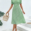 VCAY Vestido con estampado floral escote corazon de manga farol