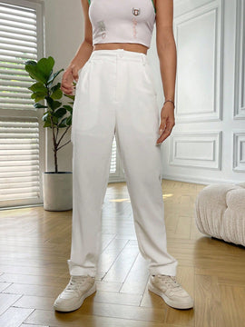 Essnce pantalones largos casuales y conicos de unicolor para ir al trabajo