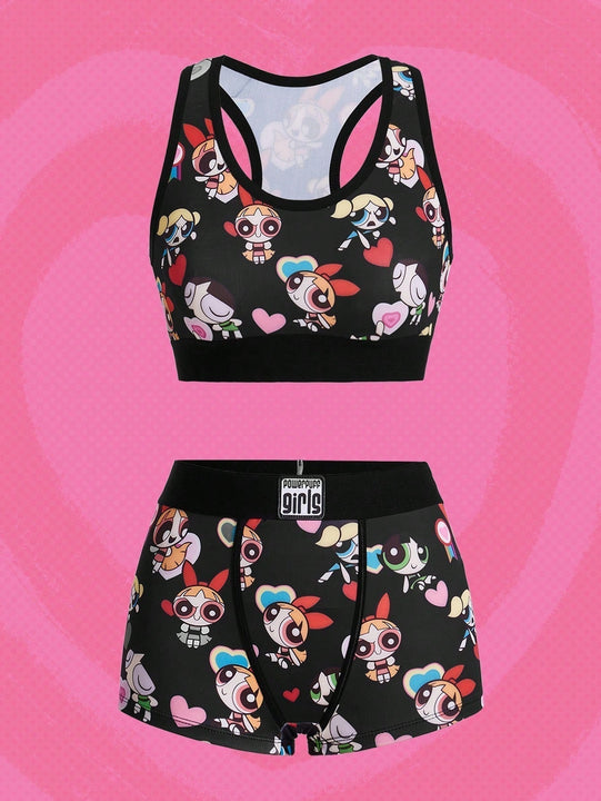 The Powerpuff Girls | ROMWE Set de lenceria con estampado de dibujos animados