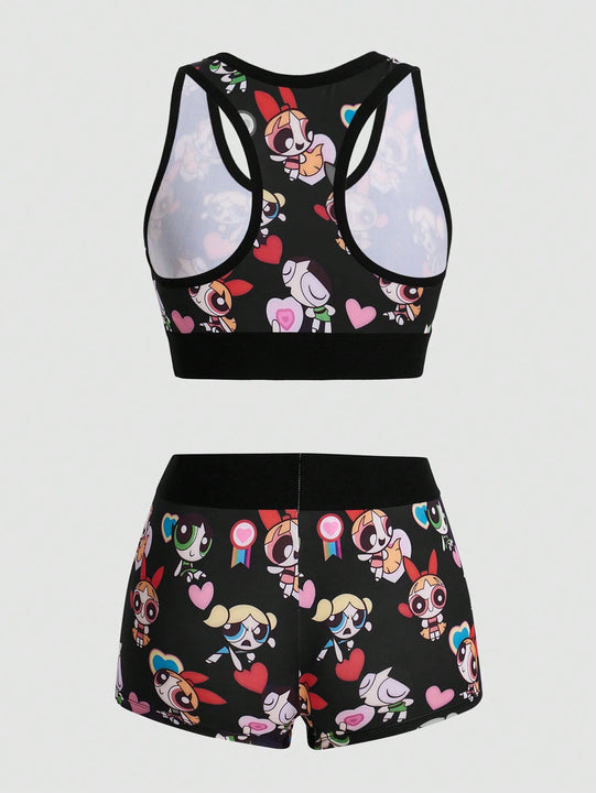 The Powerpuff Girls | ROMWE Set de lenceria con estampado de dibujos animados