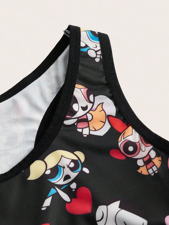 The Powerpuff Girls | ROMWE Set de lenceria con estampado de dibujos animados