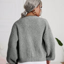 Frenchy cardigan de punto de manga larga, unicolor, con escote en v y botones frontales, versatil y casual