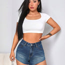EZwear Shorts en mezclilla bajo crudo