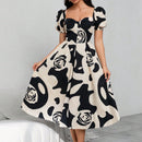 Prive Vestido con estampado de dibujo escote corazon de manga farol de muslo con abertura
