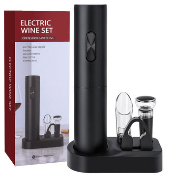 Conjunto de abridor de vino eléctrico automático con cortador de papel de aluminio - Perfecto para fiestas y amantes del vino - Regalo de accesorios de cocina