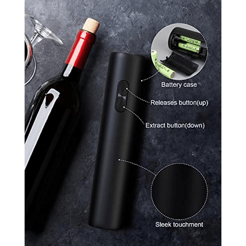 Abrebotellas Eléctrico Inalámbrico SENZER - Apertura de Botellas Sin Esfuerzo en 6-8 Segundos - Elegante Negro, Alimentado por Batería, Operación de Un Toque - Perfecto para Hogar, Bar, Restaurante - Regalo Ideal para Amantes del Vino, Utensilios de Coci