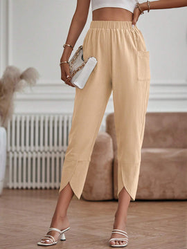 LUNE Pantalones unicolor con diseno con bolsillo