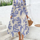 VCAY Vestido con estampado floral girante delantero de manga farol bajo hanky