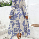 VCAY Vestido con estampado floral girante delantero de manga farol bajo hanky
