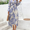 VCAY Vestido con estampado floral girante delantero de manga farol bajo hanky
