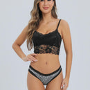 Tangas con estampado de leopardo ribete con encaje