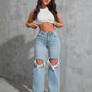 Jeans de pierna recta con abertura
