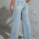 Jeans de pierna recta con abertura