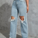 Jeans de pierna recta con abertura