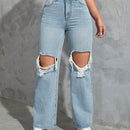 Jeans de pierna recta con abertura