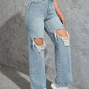 Jeans de pierna recta con abertura