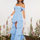 Neu Vestido bustier de hombros descubiertos bajo irregular sin guantes